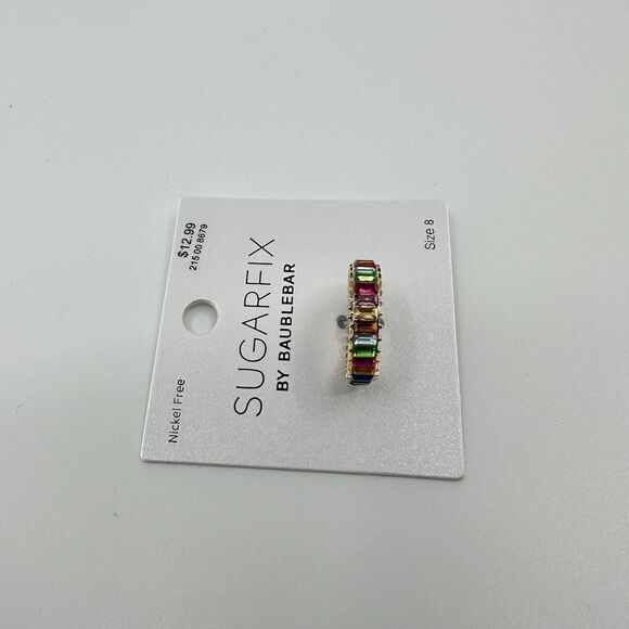 Sugarfix By Baublebar Ring Size 8 Multicolor Rainbow Colorful Rhinestones - Picture 2 of 6